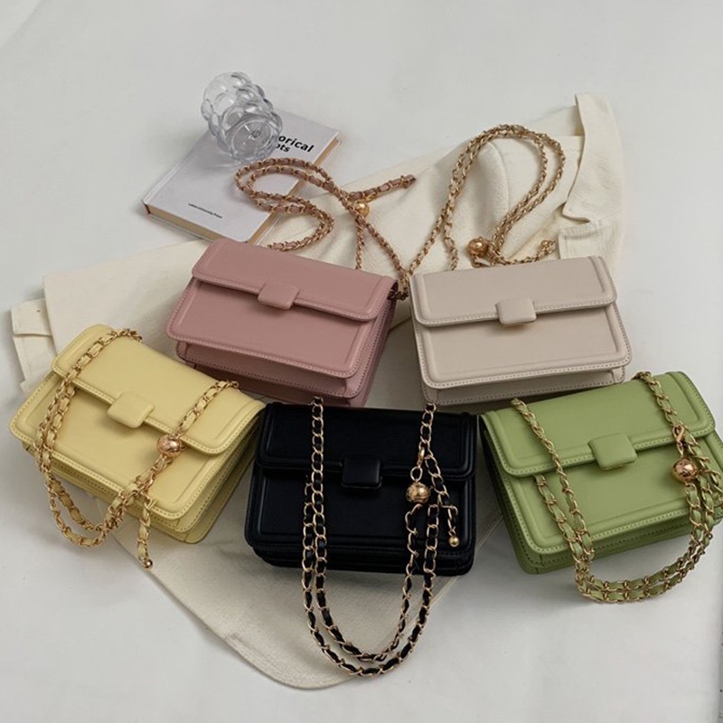 Túi Đeo Vai Hình Vuông Cỡ Nhỏ Màu macaron Màu Trơn Đơn Giản Thời Trang Cho Nữ