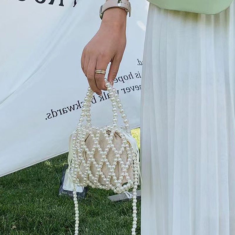 Túi Xách Đeo Chéo Đính Hạt Ngọc Trai Thời Trang Mùa Hè Dành Cho Nữ