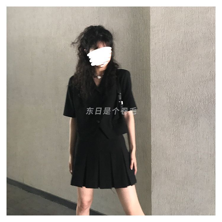 Bộ Áo Sơ Mi Ngắn Tay + Chân Váy Lưng Cao Xếp Ly Phong Cách Nhật Bản Thời Trang Mùa Hè Hàng Mới 2023 Dành Cho Bạn Nữ