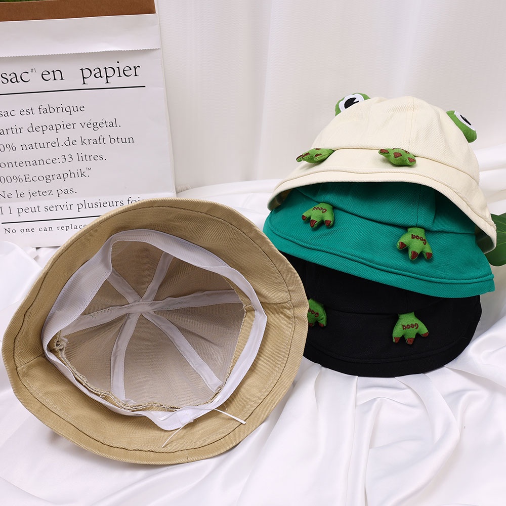 Mũ Bucket Mềm Mại Chống Nắng In Hình Chú Ếch Dễ Thương Thời Trang Đi Biển Cho Nữ