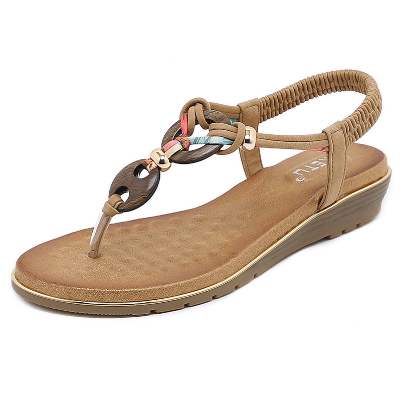 Giày Sandal Xỏ Ngón Đính Hạt Size Lớn 41 42 Phong Cách Bohemian
