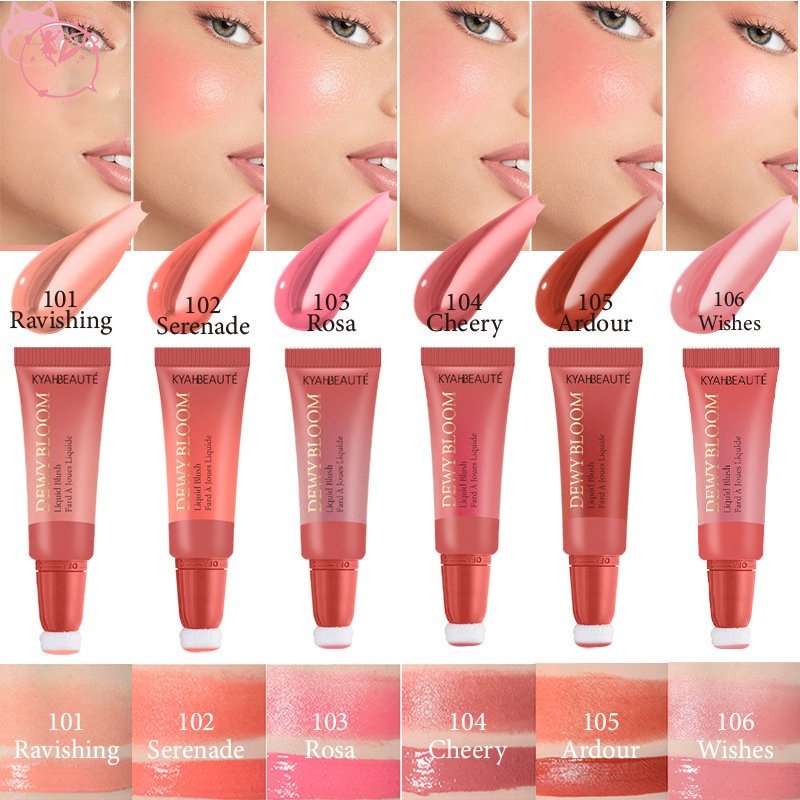 Phấn Má Hồng Dạng Lỏng Màu Lì Tích Hợp Đầu Mút Tán Chống Thấm Nước Đa Năng Tiện Dụng