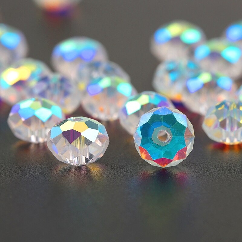 Chuỗi Hạt Pha Lê ab Mặt Tròn Bằng Thủy Tinh 4 / 6 / 8mm Chất Lượng AAA