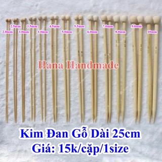 Kim đan len gỗ 25cm thẳng 18k/cặp