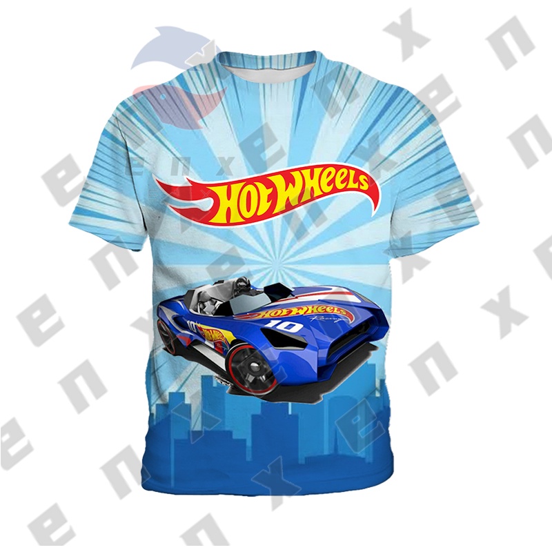 Hot Wheels Áo Thun Sát Nách In Hình Xe Hơi Hoạt Họa Thời Trang Mùa Hè Cho Bé