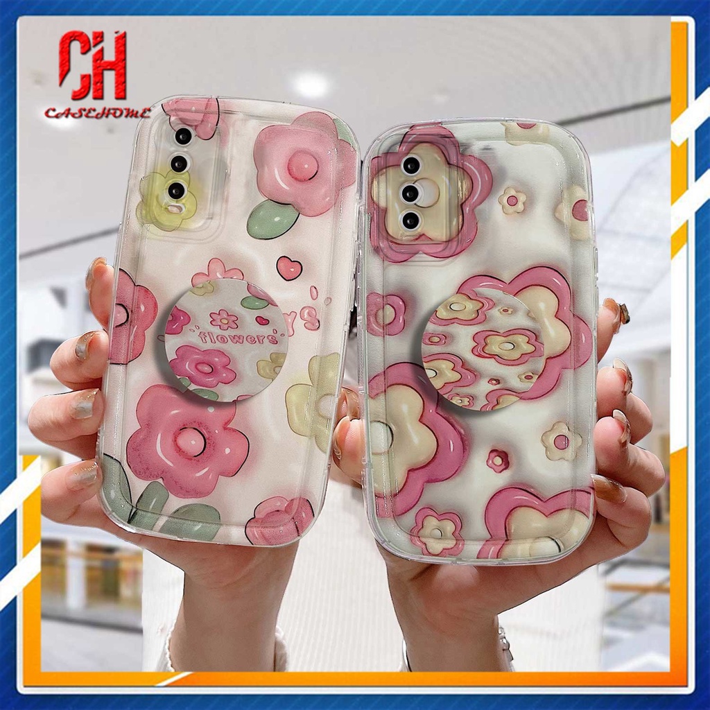 Ốp Điện Thoại Tpu Dẻo In Hình Hoa Giá Đỡ Cho VIVO Y22 Y22S Y35 Y02 Y30 Y12S Y12 Y20 Y15S Y15C Y91C Y21 2021 Y21A