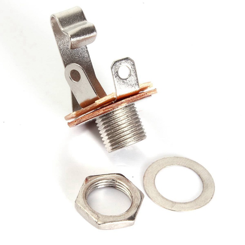 Set 10 Giắc Cắm Đơn 6.35mm Màu Cam Kèm 10 Chiết Áp Cỡ Nhỏ A500K Chuyên Dụng Cho Đàn Guitar Bass