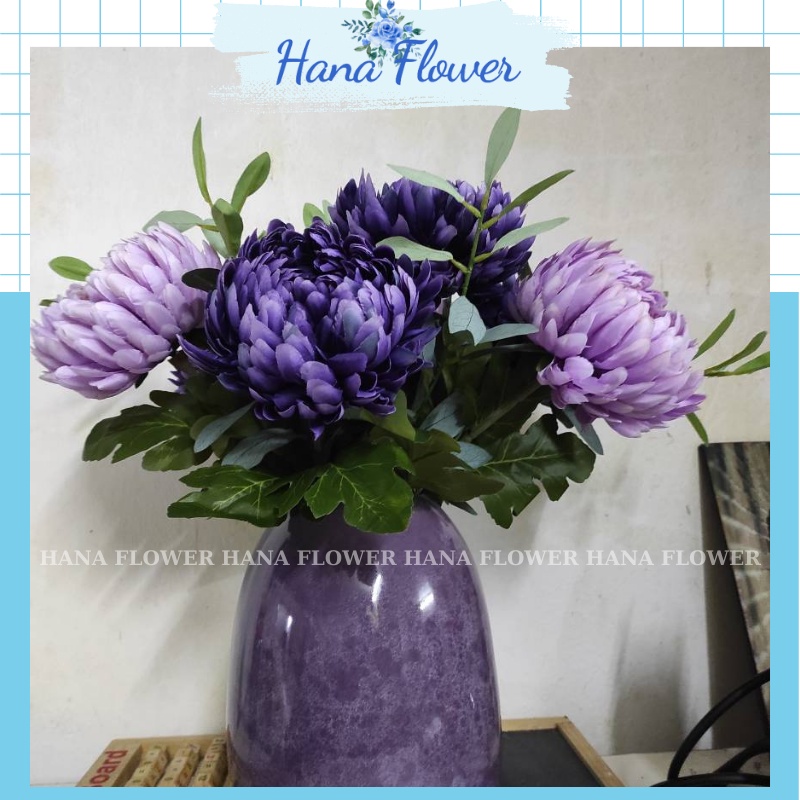 Hoa cúc mẫu đơn, hoa giả để bàn, hoa cúc đại lụa trang trí phòng khách - Hana Flower