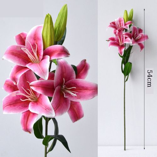 Hoa Ly Giả 3 Bông 2 Nụ Cao Cấp - Hoa Giả Nhiều Màu Sắc Trang Trí Bàn Ăn, Nhà Cửa, Văn Phòng, Nhà Hàng