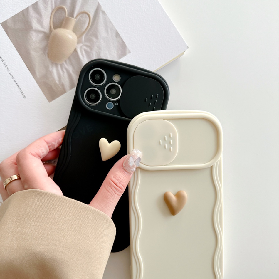 Ốp Điện Thoại Silicon Mềm Hình Trái Tim 3D Dễ Thương Cho IPhone 11 12 13 14 Pro Max Plus 14pro 13Pro 12Pro 12Promax 13Promax 14Promax