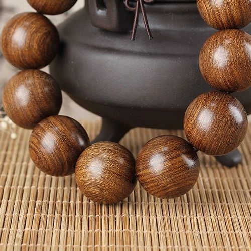 Vòng Tay Chuỗi Hạt Gỗ Đàn Hương 9T Màu Vàng Đồng Phong Cách Phật Giáo