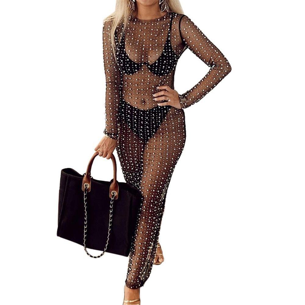 MYRONGVN Áo Choàng Tắm Dài Tay Xuyên Thấu Quyến Rũ Dành Cho Nữ