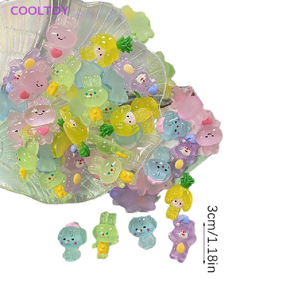 Set 5 Tượng Thỏ / Gấu Hoạt Hình Dạ Quang Trang Trí Ốp Điện Thoại DIY