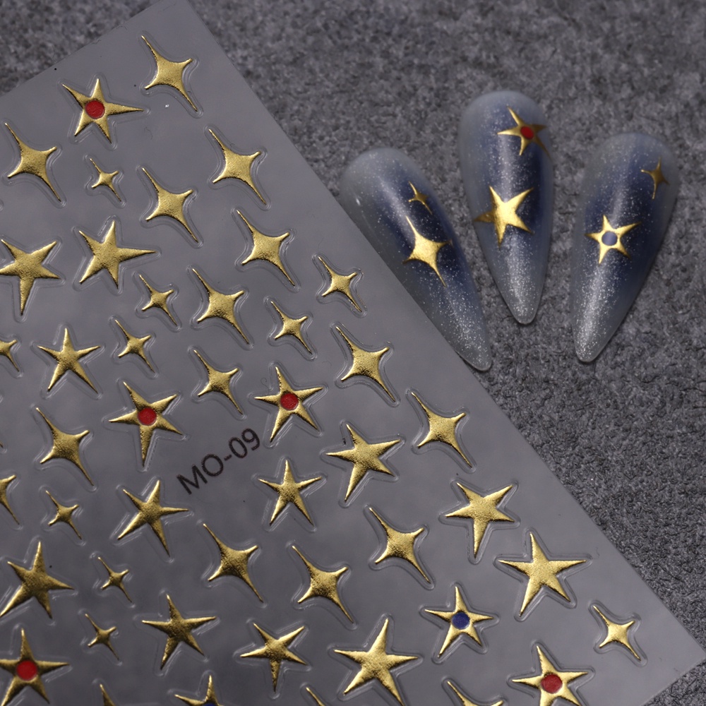 Nhãn Dán Trang Trí Móng Tay Họa Tiết Mặt Trăng / Ngôi Sao Dập Nổi 5D Y2K Phong Cách Retro