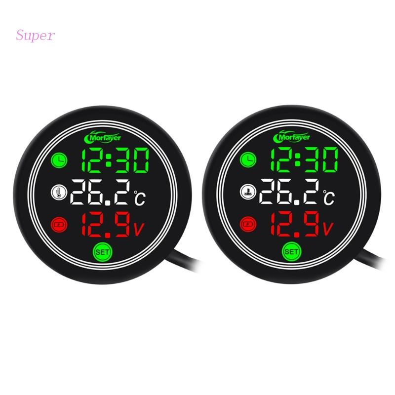 Đồng Hồ Hẹn Giờ Nhiệt Độ Nước / Không Khí 12V Màn Hình LED Hiển Thị Điện Áp Thấp Cho Xe Máy