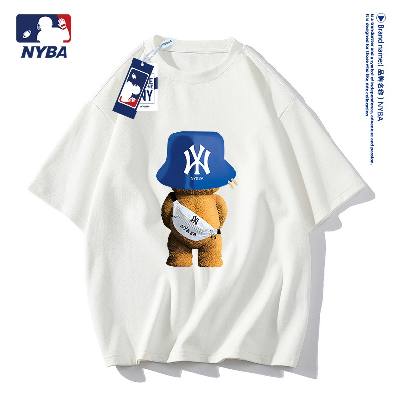 Áo Thun cotton Tay Ngắn Cổ Tròn Dáng Rộng In Chữ NY NY Cá Tính Hợp Thời Trang Cho Nam