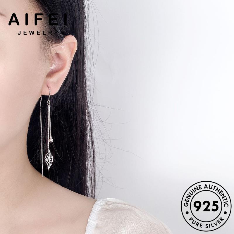 AIFEI JEWELRY hàn sức kiện khuyên 925 nữ quốc bản bạc thật tua tính xỏ lá vành tròn thời tai cá trang bông Thời phụ nguyên E710