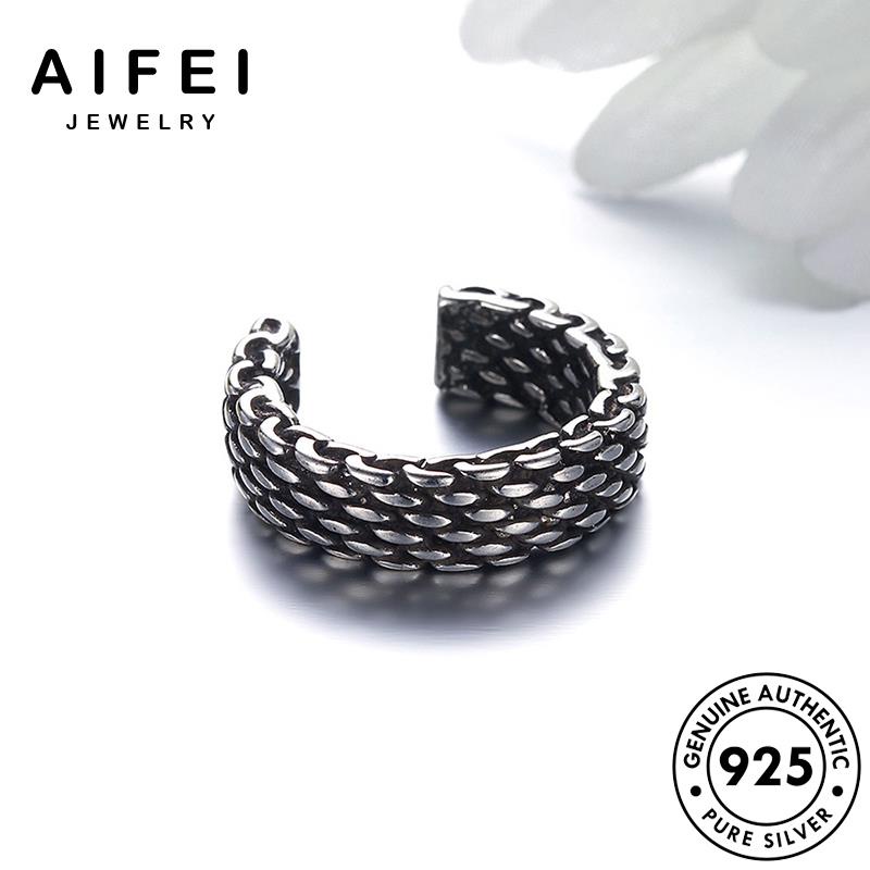 AIFEI JEWELRY bạc kiện lưới nhẫn nữ bản điển thật nguyên hàn thời cổ phụ 925 quốc trang sức R288