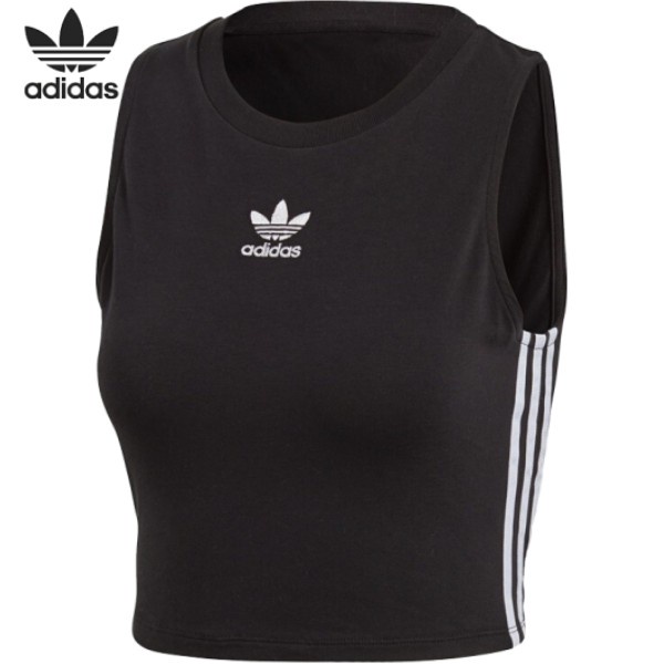 ADIDAS Áo Thun Thể Thao Dệt Kim Sát Nách Dáng Ngắn Lưng Cao 100% CY4745