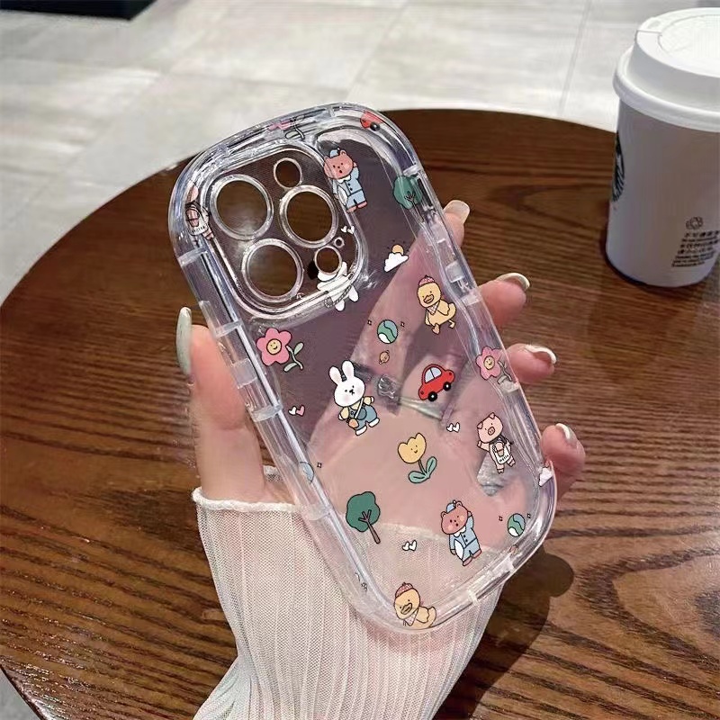 Ốp Điện Thoại Silicone Mềm Trong Suốt Chống Sốc In Hình Động Vật Dễ Thương Cho IPhone 14 13 12 11 Pro Max XS X XR 8 + 7 Plus