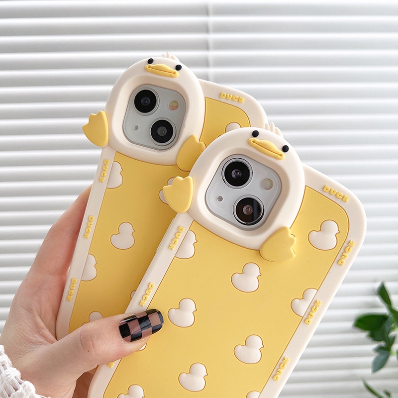 Ốp Điện Thoại TPU Silicon Mềm Hình Vịt Vàng Dễ Thương Cho Iphone 11 / 12 / 13 / 14 Pro Max