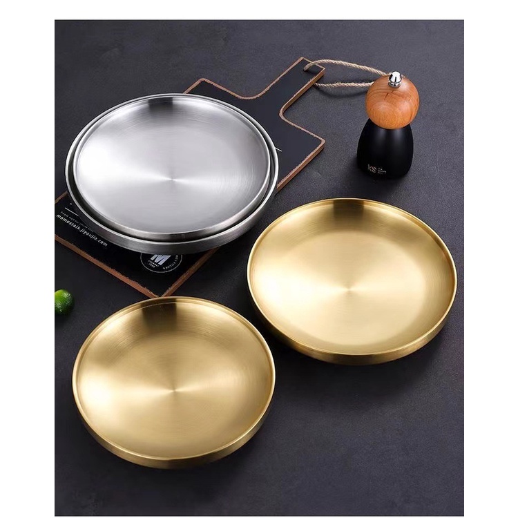 Đĩa Tròn Bằng Thép Không Gỉ 304 Hai Lớp Dày Dặn Cách Nhiệt Đa Ứng Dụng