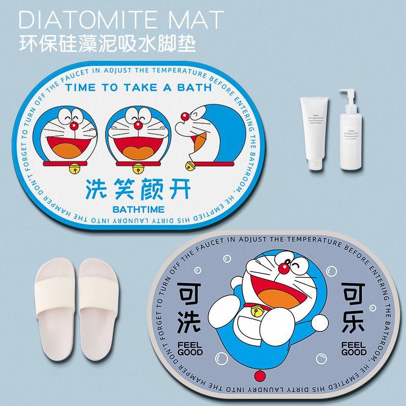 Thảm Chùi Chân Mềm Mại Thấm Hút Tốt Chống Trượt Hình Doraemon