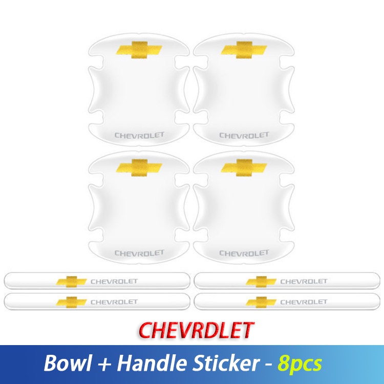 Set 10 Miếng dán Silicon Chống Xước Tay cửa, Hõm cửa ô tô có logo Chevrolet