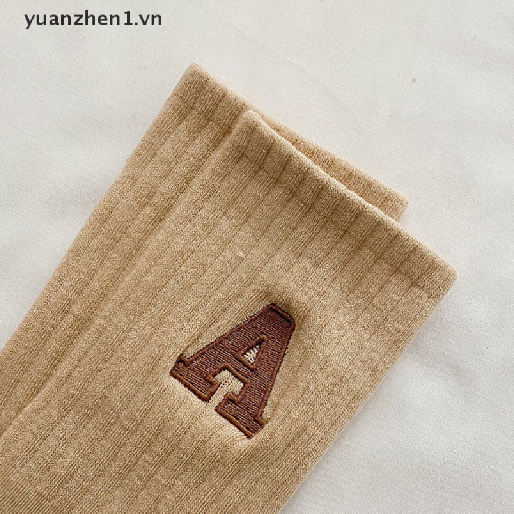 Đôi Vớ Cotton Dài Thêu Chữ Phong Cách Hàn Quốc Thời Trang Cho Nữ