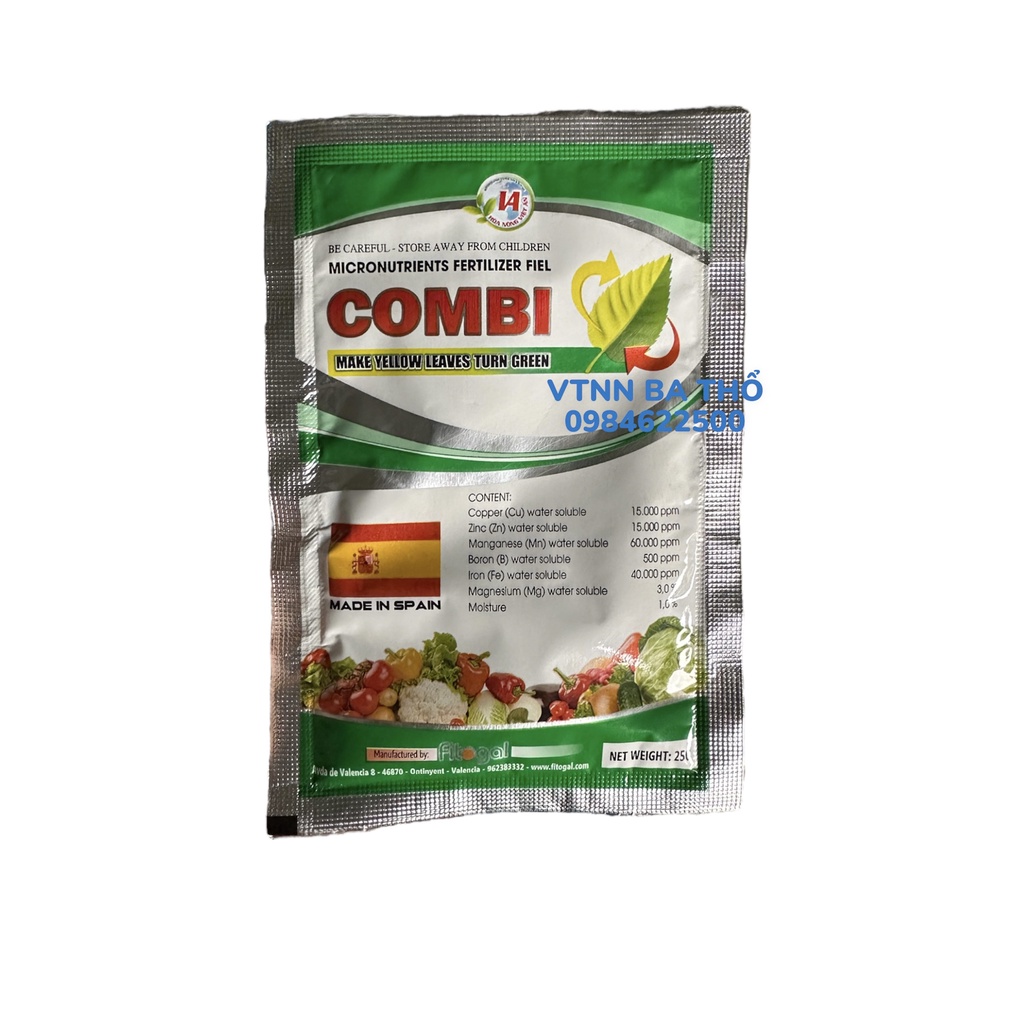Phân Bón Lá Vi Lượng COMBI 25gr (xuất xứ Tây Ban Nha)