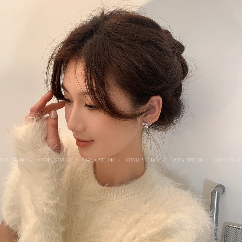 Khuyên Tai Hình Nơ Đính Ngọc Trai Nhân Tạo Cao Cấp Phong Cách Thời Trang Mới 2023