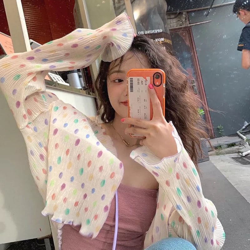 IELGY Áo Sơ Mi Chống Nắng Thiết Kế Ngọt Ngào Dễ Phối Đồ Thời Trang Cho Nữ