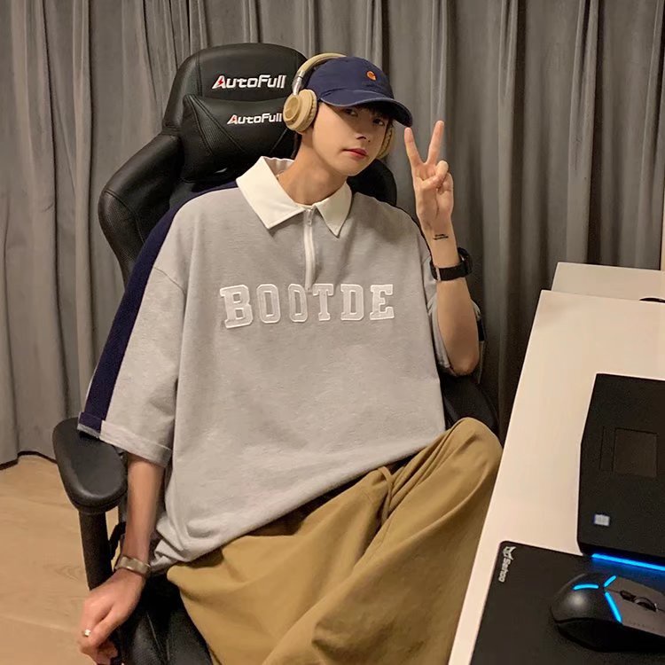 Áo Thun Polo Tay Ngắn In Chữ Phong Cách Hàn Quốc Thời Trang Cho Nam Size M-2XL