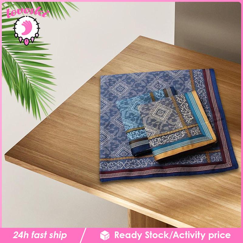 [Lovoski] Set 3 Khăn Tay Bỏ Túi Hình Vuông Chất Liệu Cotton Cho Nam