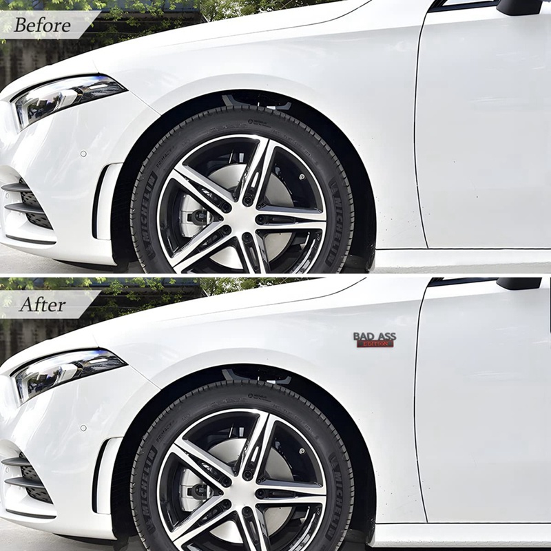 FENDER 1 Miếng Dán 3D Màu Đen / Đỏ Thay Thế Trang Trí Mui Xe Hơi