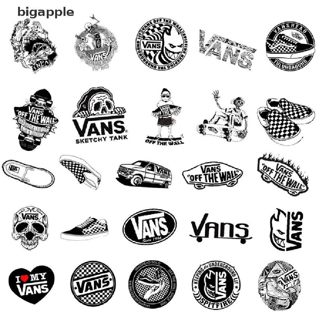 Set 50 Nhãn Dán Graffiti Trang Trí Va Li Kéo Họa Tiết Trắng Đen Cá Tính