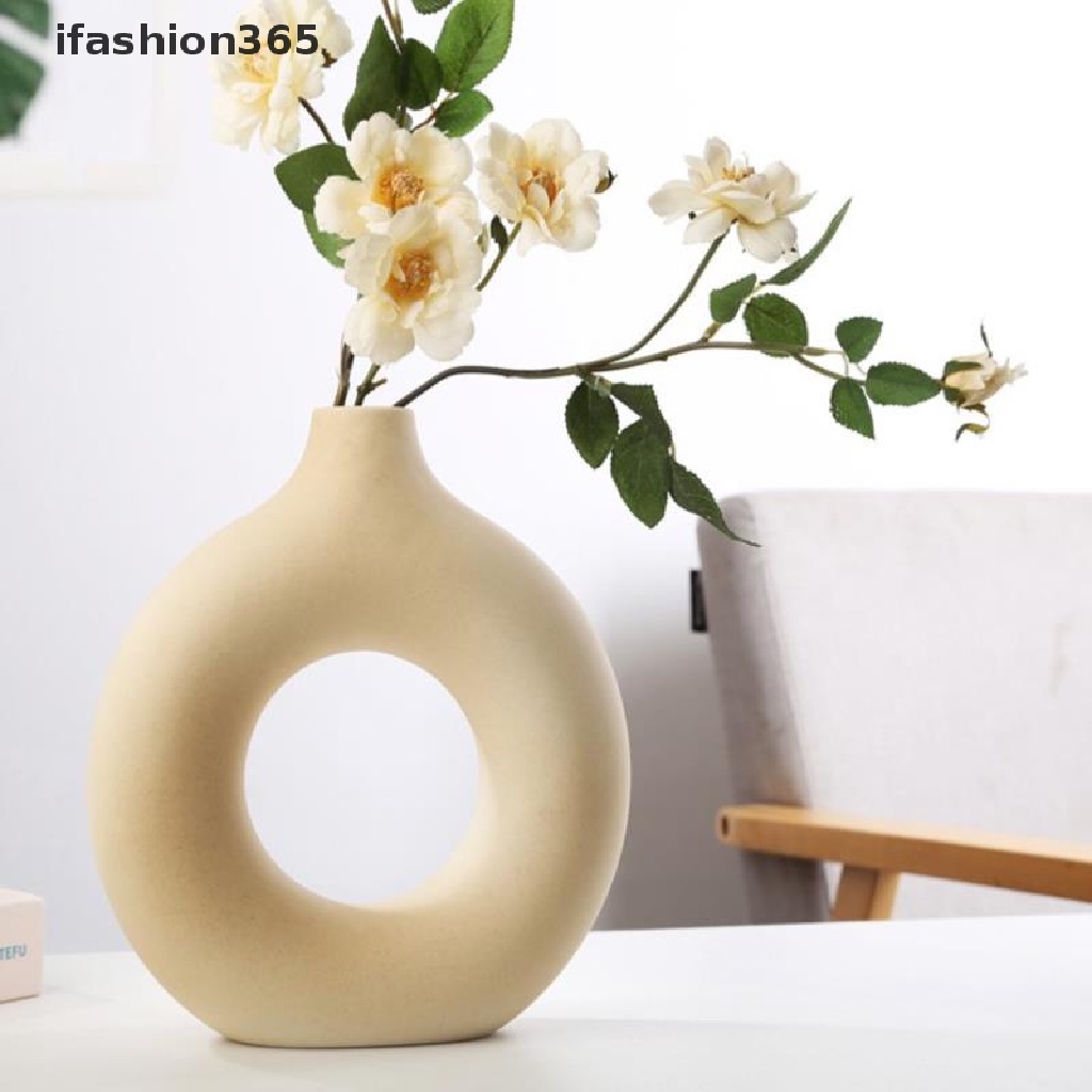 Lọ Hoa Hình Tròn Bằng Gốm Sứ Phong Cách Bắc Âu Thời Trang ifashion365