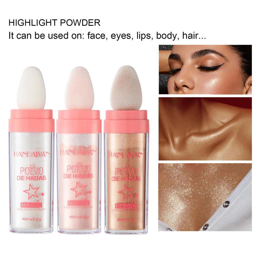 Phấn Bắt Sáng 9g Ánh Nhũ Lấp Lánh Không Thấm Nước Chống Bay Màu Làm Sáng Da