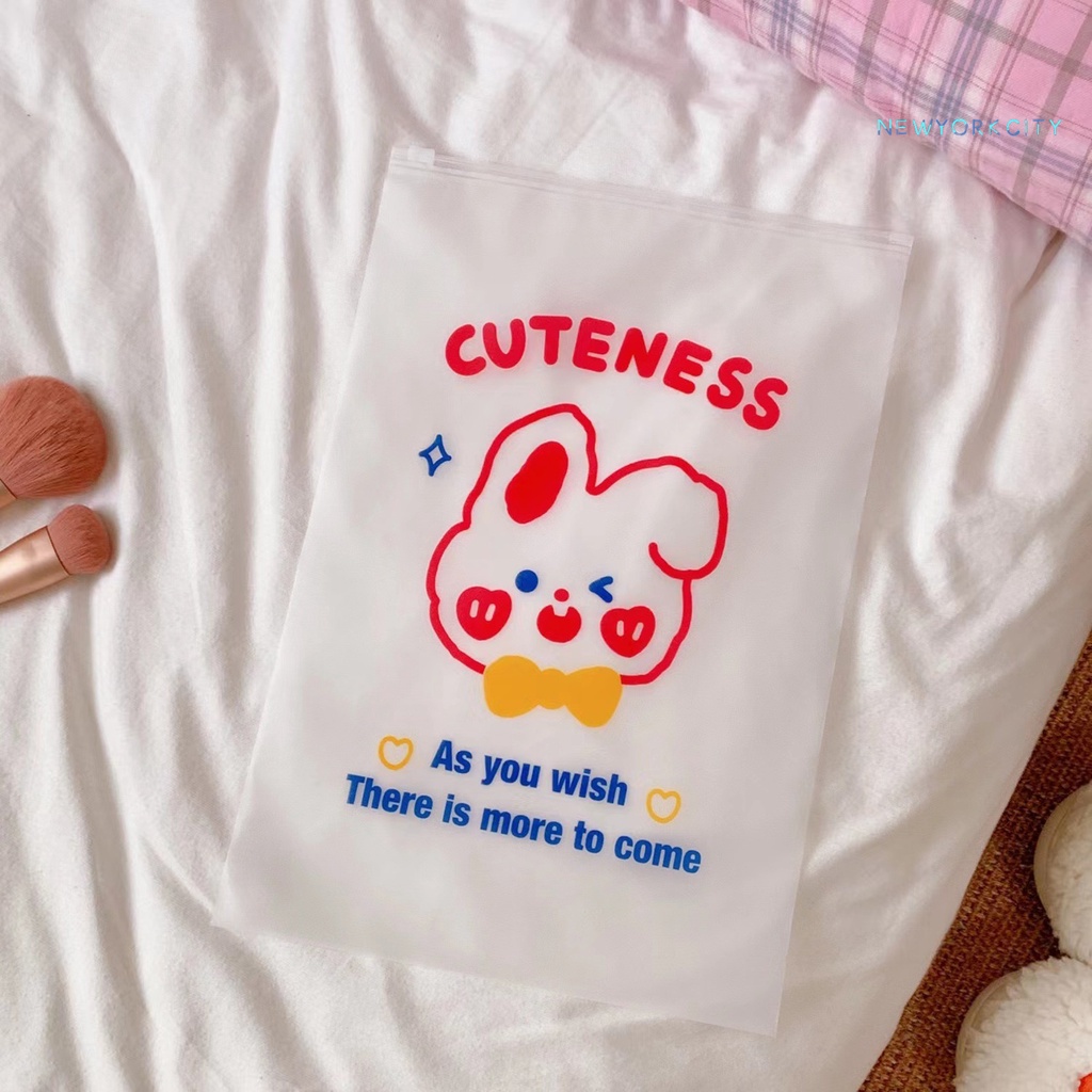 Ny-5 Túi Đựng Đồ Trong Suốt In Họa Tiết Gấu Và Chữ Cái Có Khóa Kéo Nhỏ Gọn Dành Cho Gia Đình