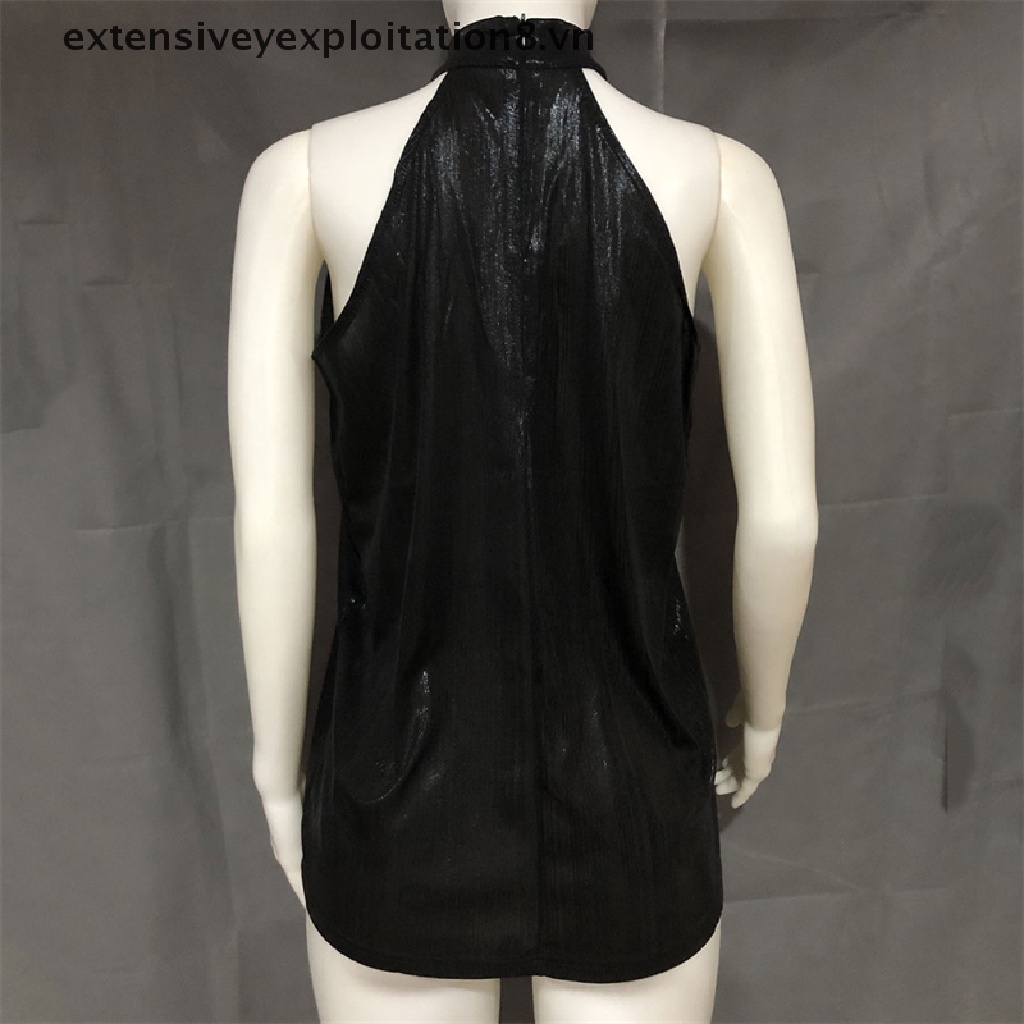 Áo Thun Sát Nách Cổ Yếm Lấp Lánh Thời Trang Mùa Hè Cho Nữ