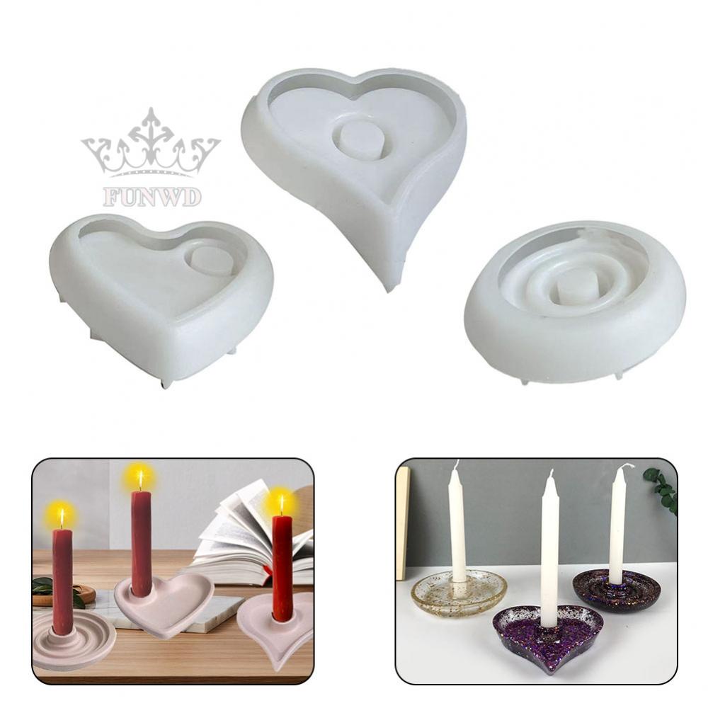 【FUNWD】520 Valentinstag Ornament Candlesticks Silicone Round Heart DIY Casting Mold