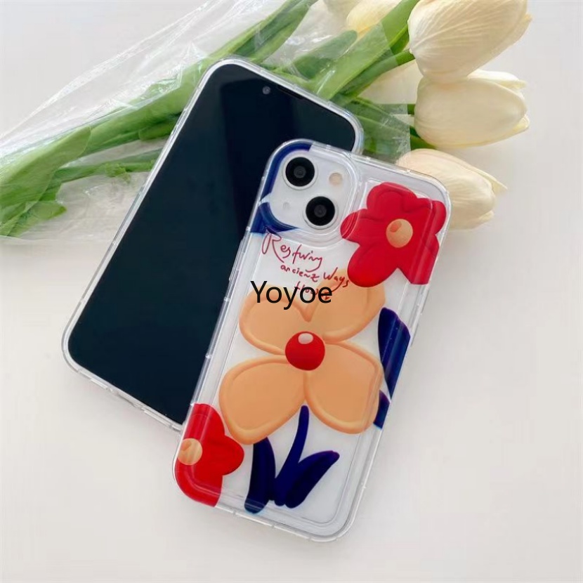 Ốp Điện Thoại Silicon Mềm Đen Họa Tiết Hoa Chống Sốc Cho iPhone 14 13 12 11 Pro Max X XR XS 7 8 Plus SE