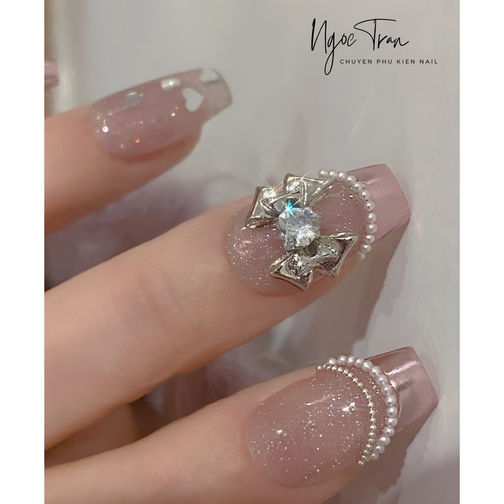 Charm Nơ Kim Loại Vàng Bạc Mới 2023 | Trang Trí Móng Tay