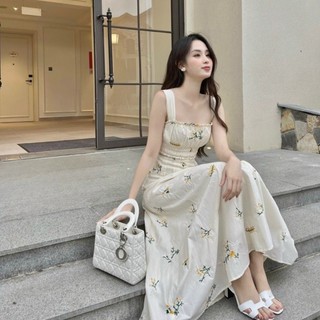 Set đầm váy kèm áo crop 2 dây họa tiết hoa nền trắng tiểu thư sang chảnh đi chơi du lịch đi biển thời trang thiếtkế