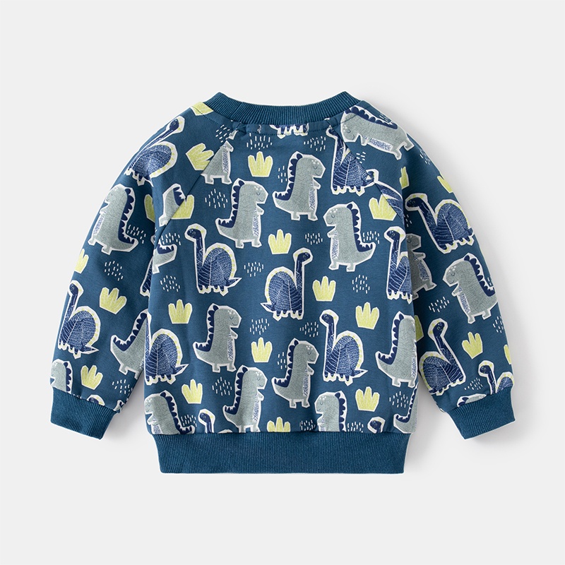 [THOMAS KIDS]2-7 Tuổi Bộ Áo Hoodie Tay Dài Phối Quần Jogger In Họa Tiết Khủng Long Hoạt Hình Màu Tương Phản Thời Trang Cho Bé Trai Từ