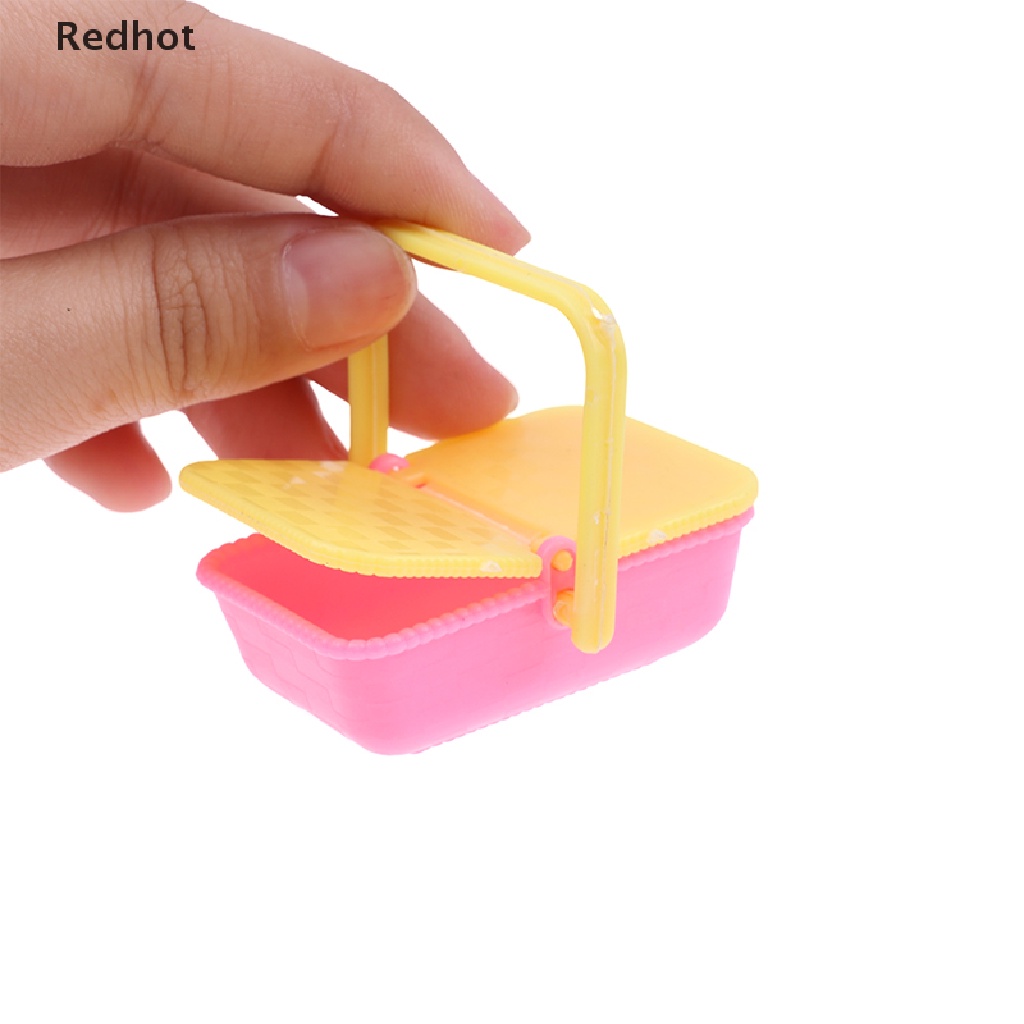 Bộ 2 Giỏ Mua Sắm Mini Bằng Nhựa 1: 12 Màu Sắc Ngẫu Nhiên Trang Trí Nhà Búp Bê