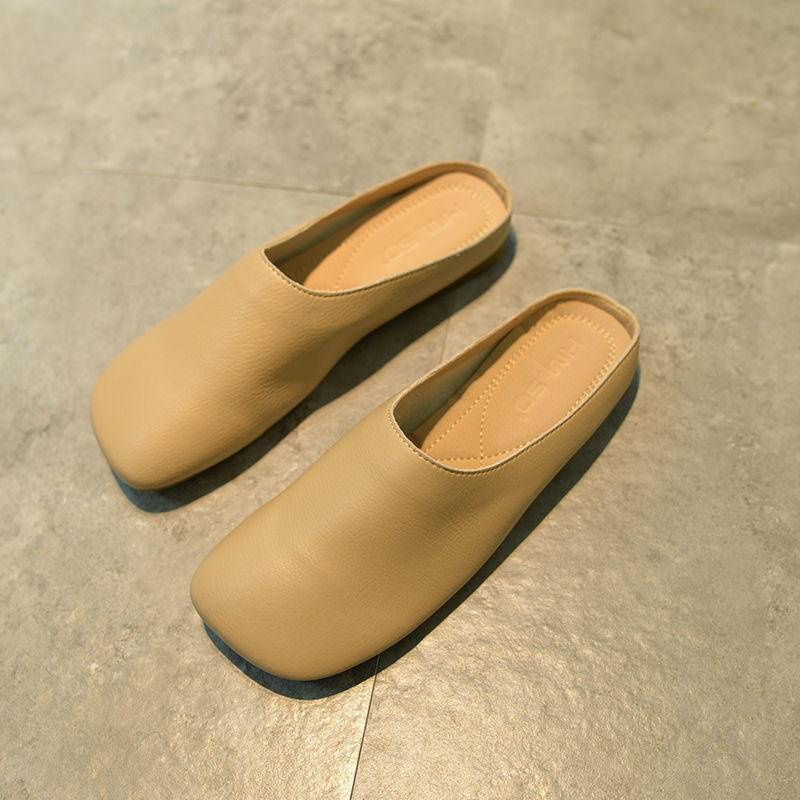 Hàng Có Sẵn!Dép Bít Mũi Vuông Đế Bằng Dễ Phối Đồ Thời Trang Cho Nữ