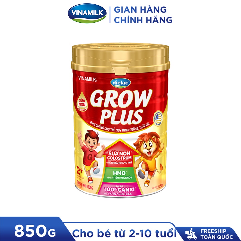 Sữa Non Vinamilk Dielac Grow Plus 2+ HT 850g (Sữa bột cho Trẻ Từ 2 - 10 Tuổi)