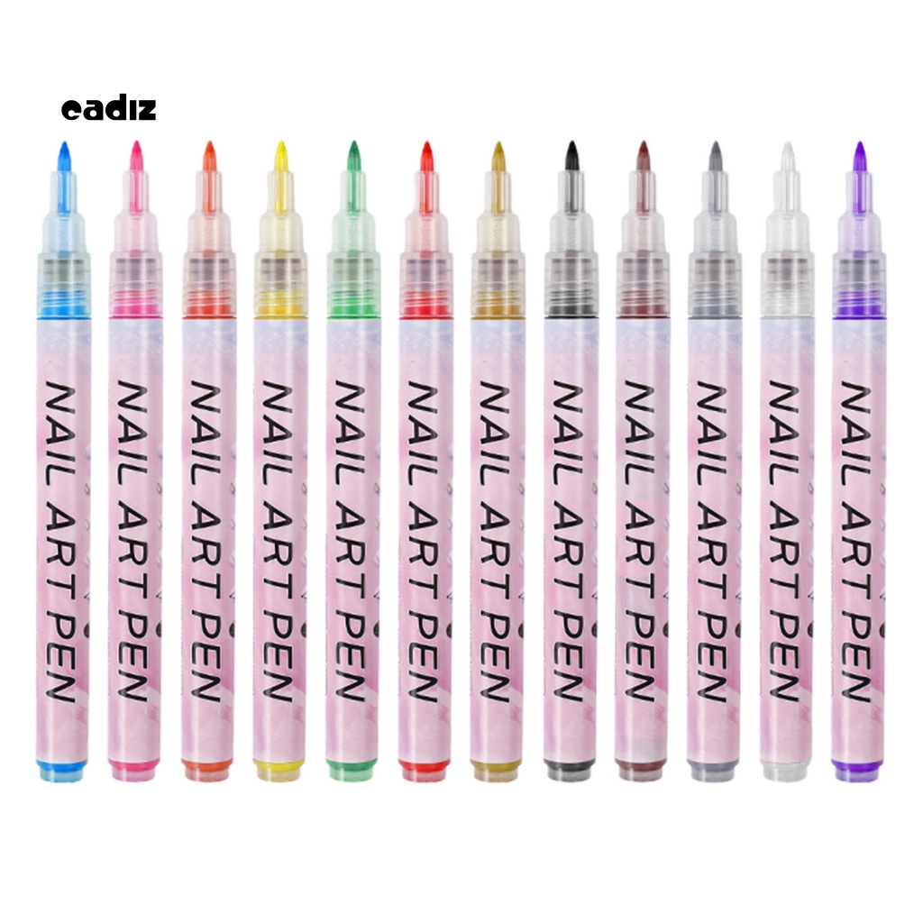 Set 12 Bút Vẽ Móng Nghệ Thuật Bằng Nhựa Màu Sắc Tươi Sáng Cho Nữ