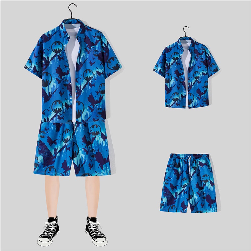 Set Áo Sơ Mi Cánh Dơi Và Quần short Phong Cách Hàn Quốc Dành Cho Nam